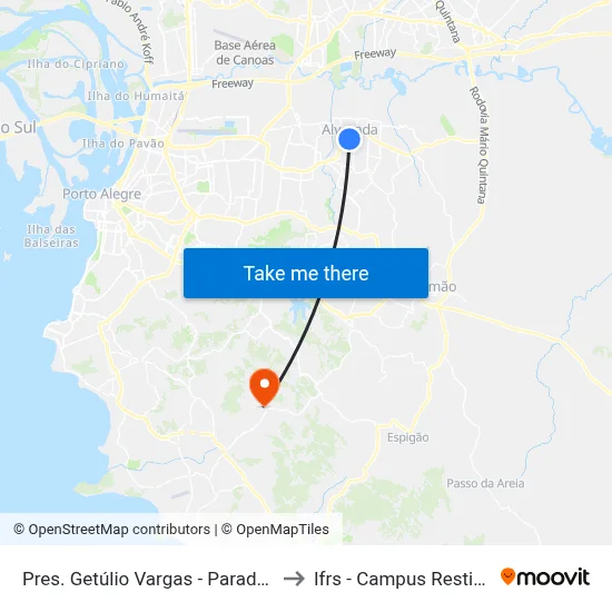 Pres. Getúlio Vargas - Parada 48 to Ifrs - Campus Restinga map