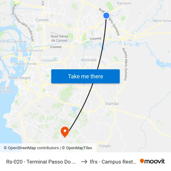 Rs-020 - Terminal Passo Do Hilário to Ifrs - Campus Restinga map