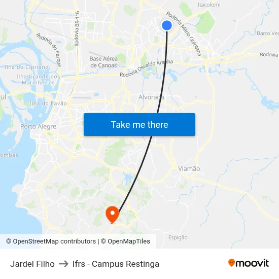 Jardel Filho to Ifrs - Campus Restinga map