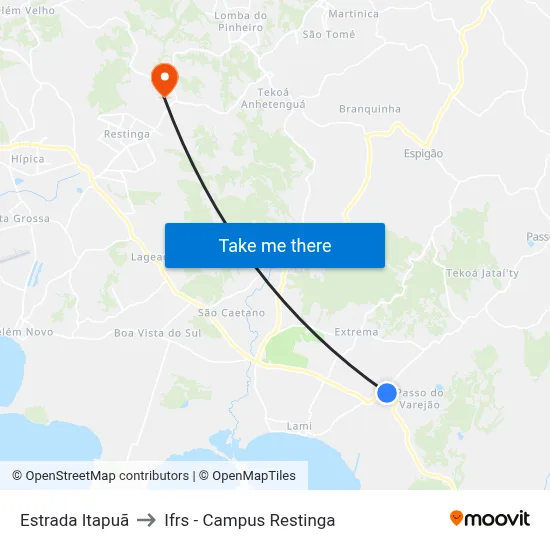 Estrada Itapuã to Ifrs - Campus Restinga map
