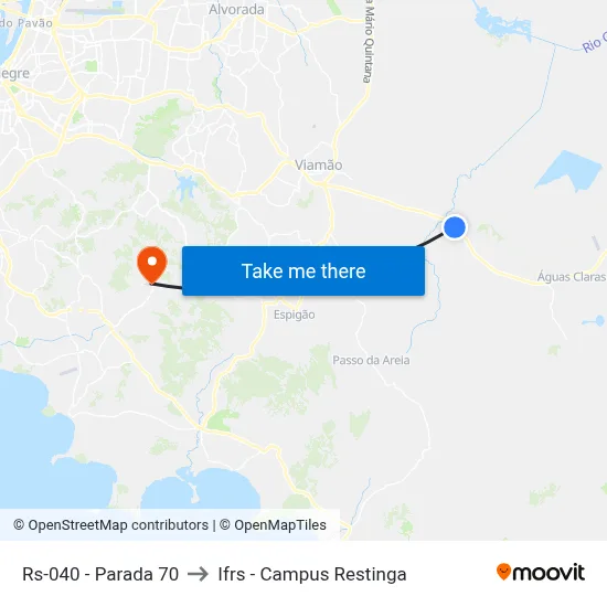 Rs-040 - Parada 70 to Ifrs - Campus Restinga map