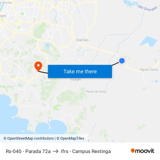 Rs-040 - Parada 72a to Ifrs - Campus Restinga map