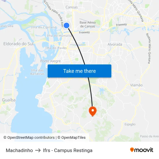 Machadinho to Ifrs - Campus Restinga map