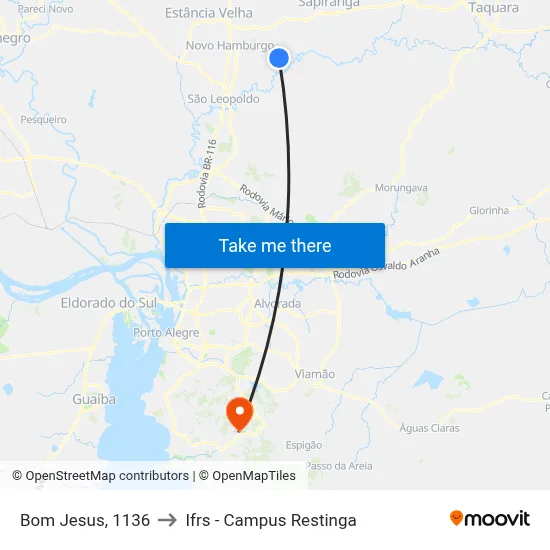 Bom Jesus, 1136 to Ifrs - Campus Restinga map