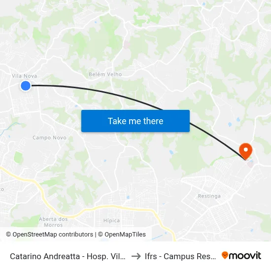 Catarino Andreatta - Hosp. Vila Nova to Ifrs - Campus Restinga map