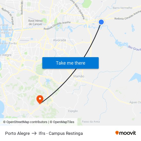 Porto Alegre to Ifrs - Campus Restinga map