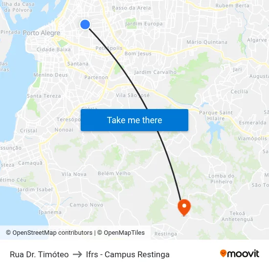 Rua Dr. Timóteo to Ifrs - Campus Restinga map
