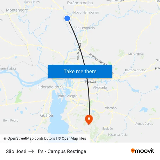 São José to Ifrs - Campus Restinga map