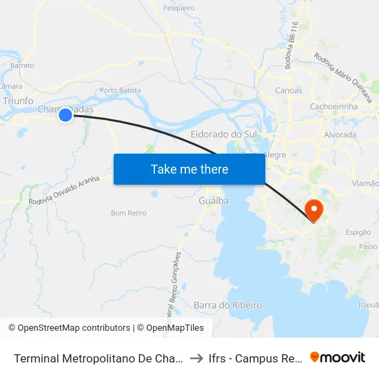 Terminal Metropolitano De Charqueadas to Ifrs - Campus Restinga map
