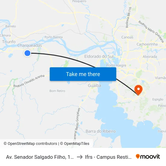Av. Senador Salgado Filho, 1251 to Ifrs - Campus Restinga map