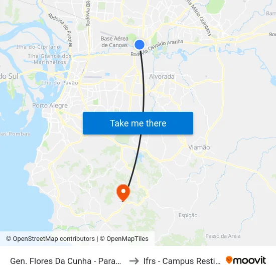 Gen. Flores Da Cunha - Parada 47 to Ifrs - Campus Restinga map