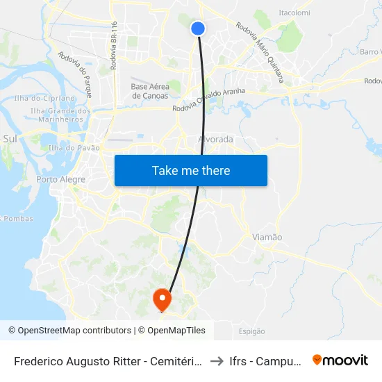 Frederico Augusto Ritter - Cemitério Memorial Da Colina to Ifrs - Campus Restinga map