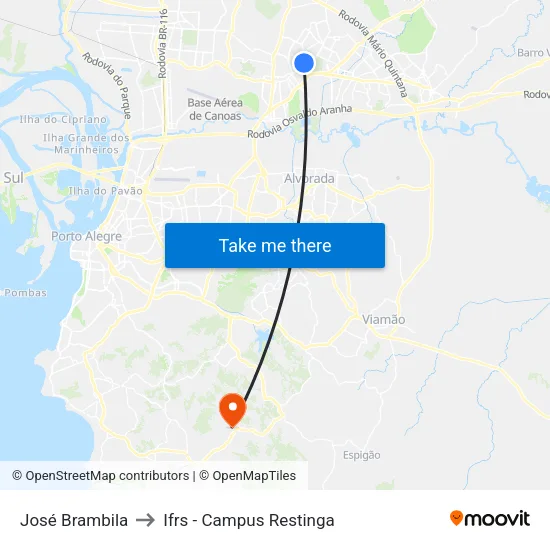 José Brambila to Ifrs - Campus Restinga map