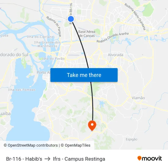 Br-116 - Habib's to Ifrs - Campus Restinga map
