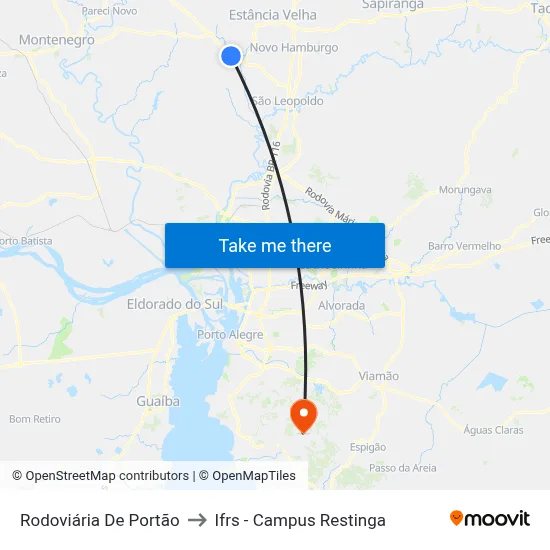 Rodoviária De Portão to Ifrs - Campus Restinga map