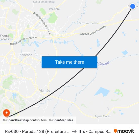 Rs-030 - Parada 128 (Prefeitura De Glorinha) to Ifrs - Campus Restinga map