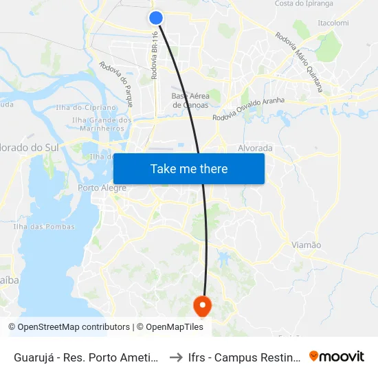 Guarujá - Res. Porto Ametista to Ifrs - Campus Restinga map