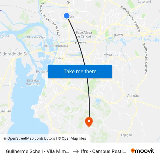 Guilherme Schell - Vila Mimosa to Ifrs - Campus Restinga map