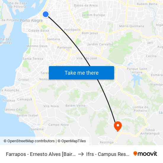 Farrapos - Ernesto Alves [Bairro - B] to Ifrs - Campus Restinga map