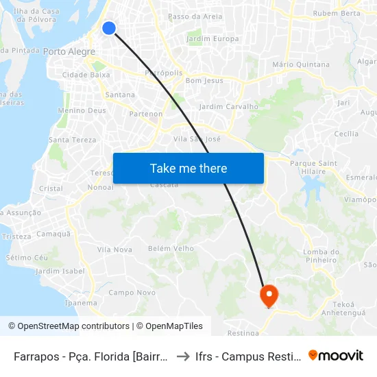 Farrapos - Pça. Florida [Bairro - B] to Ifrs - Campus Restinga map
