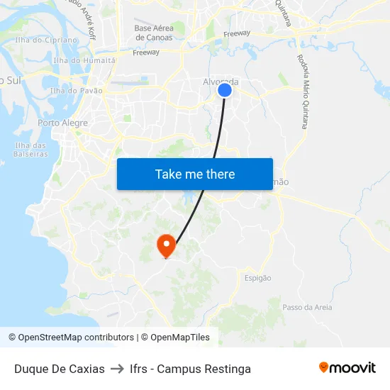 Duque De Caxias to Ifrs - Campus Restinga map