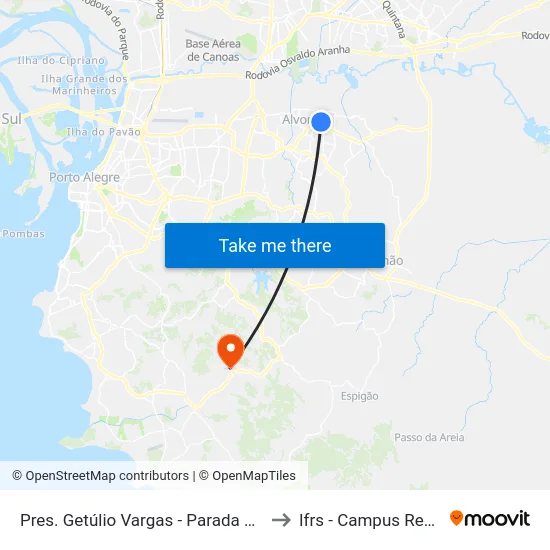 Pres. Getúlio Vargas - Parada 53 (Soul) to Ifrs - Campus Restinga map