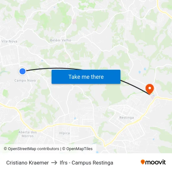 Cristiano Kraemer to Ifrs - Campus Restinga map