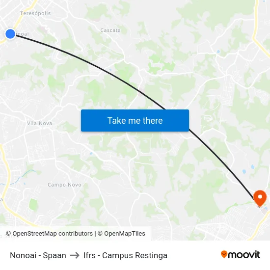 Nonoai - Spaan to Ifrs - Campus Restinga map