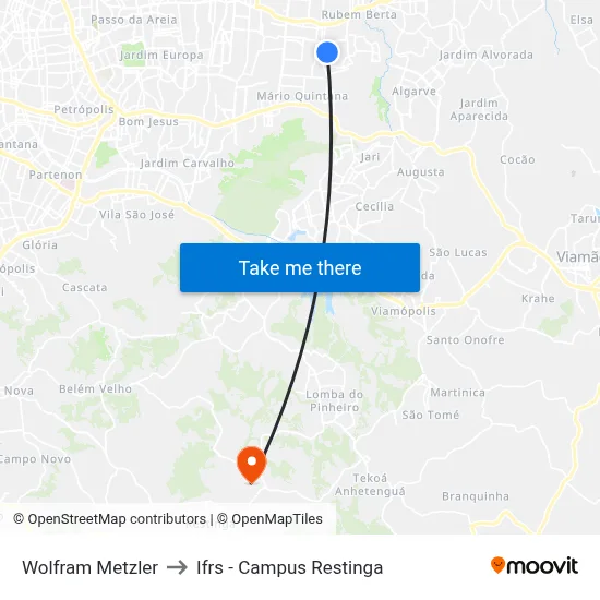Wolfram Metzler to Ifrs - Campus Restinga map