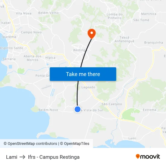 Lami to Ifrs - Campus Restinga map