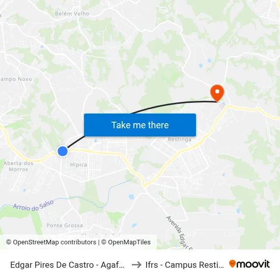 Edgar Pires De Castro - Agafarma to Ifrs - Campus Restinga map