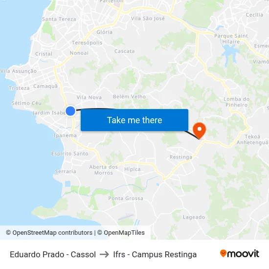 Eduardo Prado - Cassol to Ifrs - Campus Restinga map