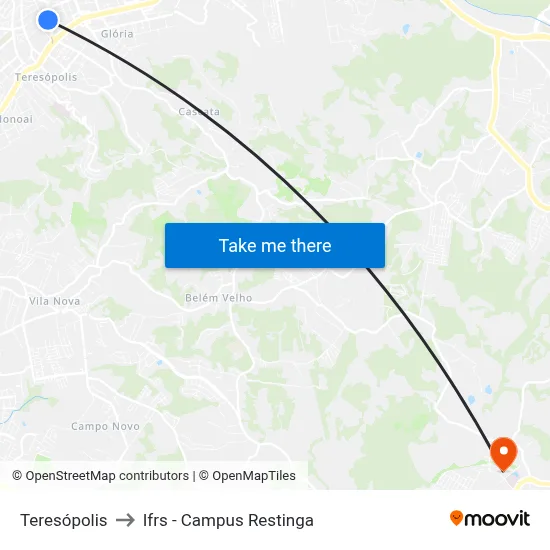 Teresópolis to Ifrs - Campus Restinga map