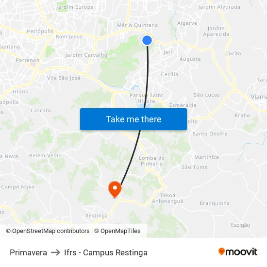 Primavera to Ifrs - Campus Restinga map