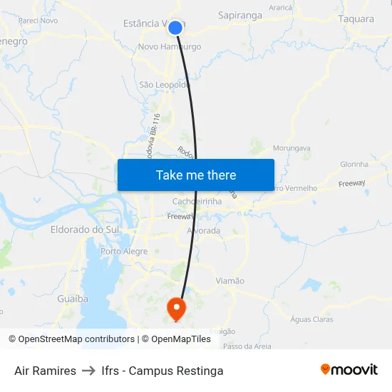 Air Ramires to Ifrs - Campus Restinga map