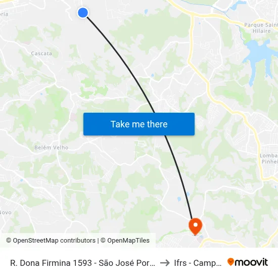R. Dona Firmina 1593 - São José Porto Alegre - Rs 91520-210 Brasil to Ifrs - Campus Restinga map
