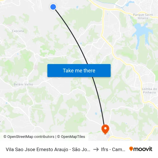 Vila Sao Jsoe Ernesto Araujo - São José Porto Alegre - Rs 91520-001 Brasil to Ifrs - Campus Restinga map