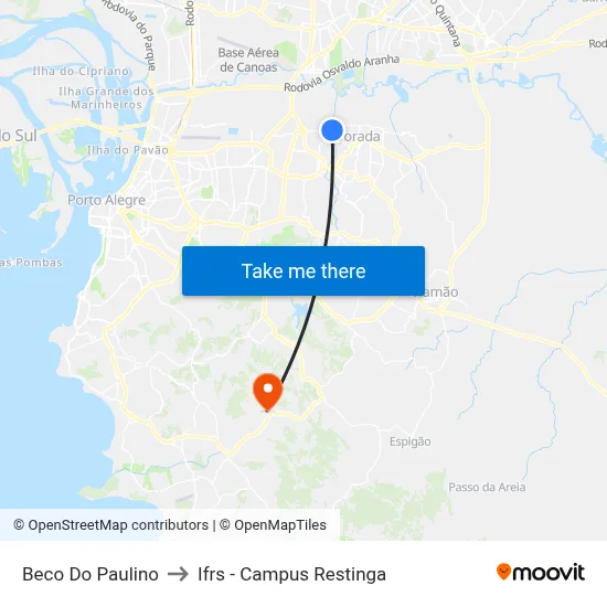 Beco Do Paulino to Ifrs - Campus Restinga map
