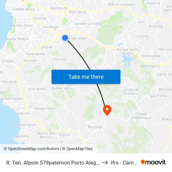 R. Ten. Alpoin 579paternon Porto Alegre - Rio Grande Do Sul 91510-710 Brasil to Ifrs - Campus Restinga map