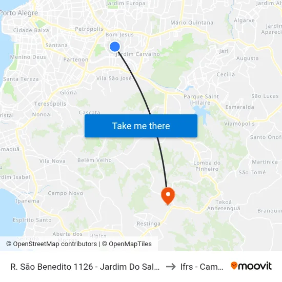 R. São Benedito 1126 - Jardim Do Salso Porto Alegre - Rs 91410-410 Brasil to Ifrs - Campus Restinga map