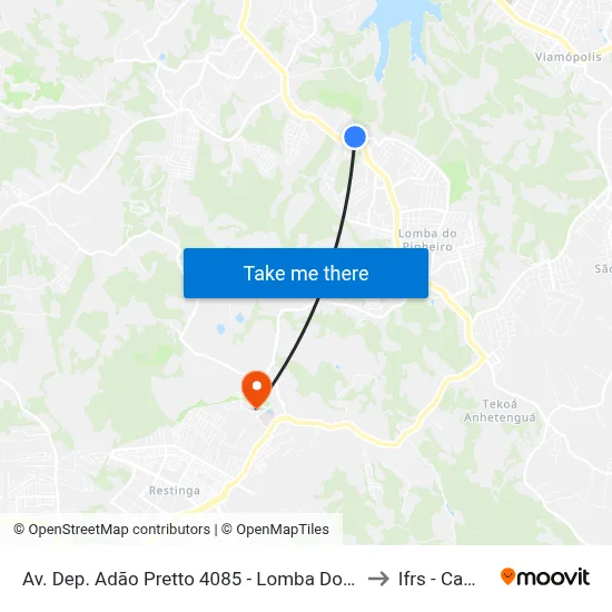 Av. Dep. Adão Pretto 4085 - Lomba Do Pinheiro Porto Alegre - Rs 91570-730 Brasil to Ifrs - Campus Restinga map