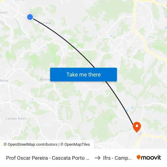 Prof Oscar Pereira - Cascata Porto Alegre - Rs 91712-161 Brasil to Ifrs - Campus Restinga map