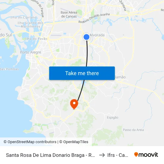 Santa Rosa De Lima Donario Braga - Rubem Berta Porto Alegre - Rs 91160-360 Brasil to Ifrs - Campus Restinga map