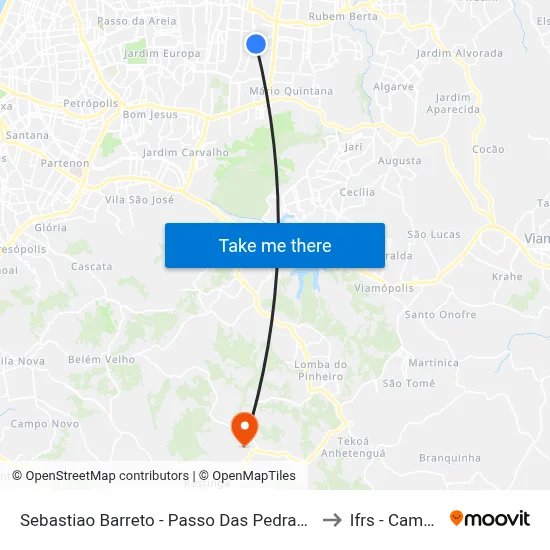 Sebastiao Barreto - Passo Das Pedras Porto Alegre - Rs 91230-510 Brasil to Ifrs - Campus Restinga map
