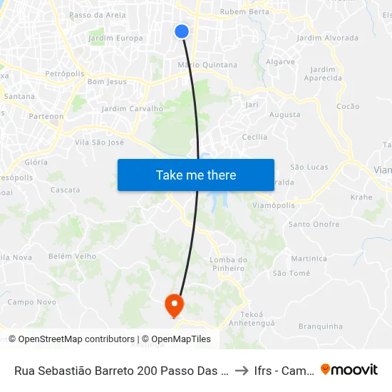 Rua Sebastião Barreto 200 Passo Das Pedras Porto Alegre - Rs 91230-430 Brasil to Ifrs - Campus Restinga map