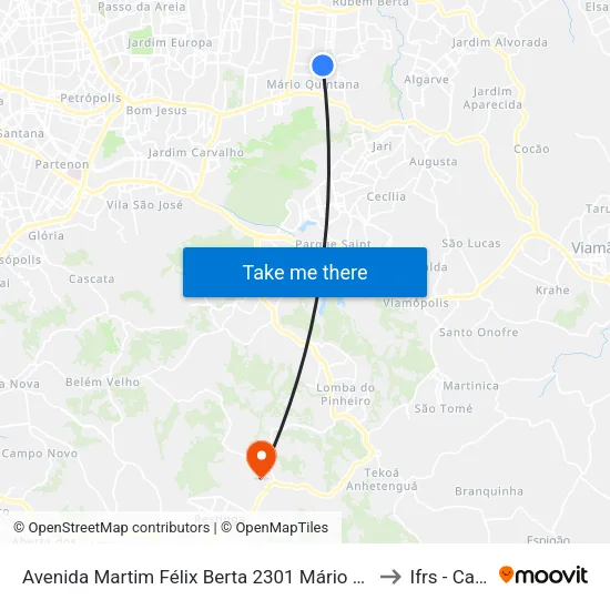 Avenida Martim Félix Berta 2301 Mário Quintana Porto Alegre - Rio Grande Do Sul 91250-200 Brasil to Ifrs - Campus Restinga map
