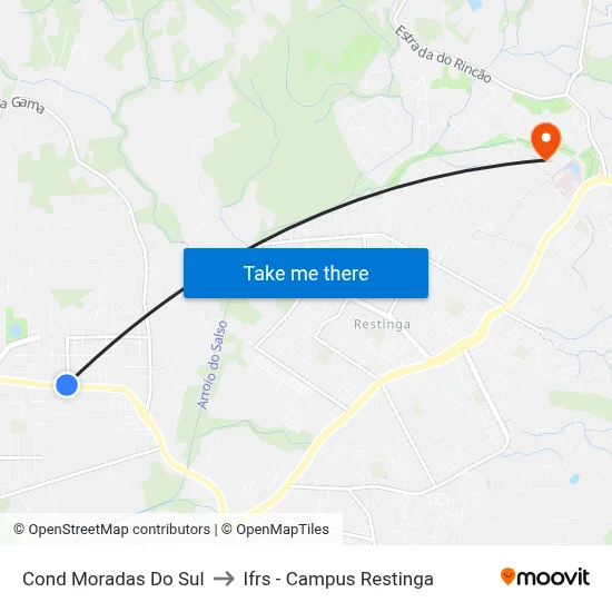 Cond Moradas Do Sul to Ifrs - Campus Restinga map