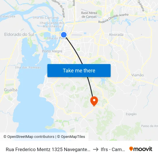 Rua Frederico Mentz 1325 Navegantes Porto Alegre - Rs 90240-110 Brasil to Ifrs - Campus Restinga map