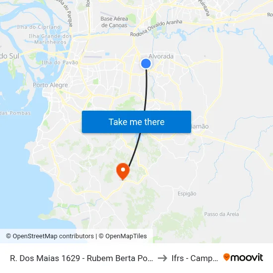 R. Dos Maias 1629 - Rubem Berta Porto Alegre - Rs 91170-200 Brasil to Ifrs - Campus Restinga map