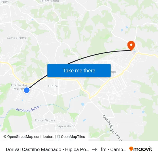 Dorival Castilho Machado - Hipica Porto Alegre - Rs 91755-210 Brasil to Ifrs - Campus Restinga map